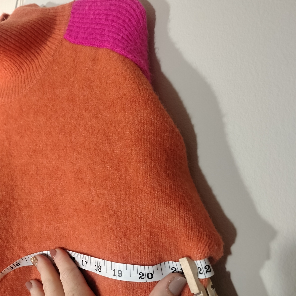THML Vibrant Colorblock Mock-Neck Sweater in Orange & Pink - Picture 5 of 10
